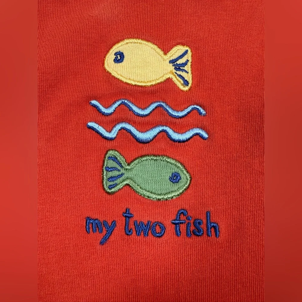 CARTER’S Baby Boys 2000s “My Two Fish” Embroidered‎ Nautical Jon Jon Romper 3-6M